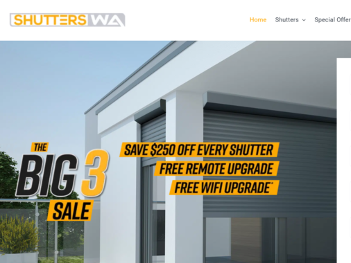 Shutters WA Website Screenshot