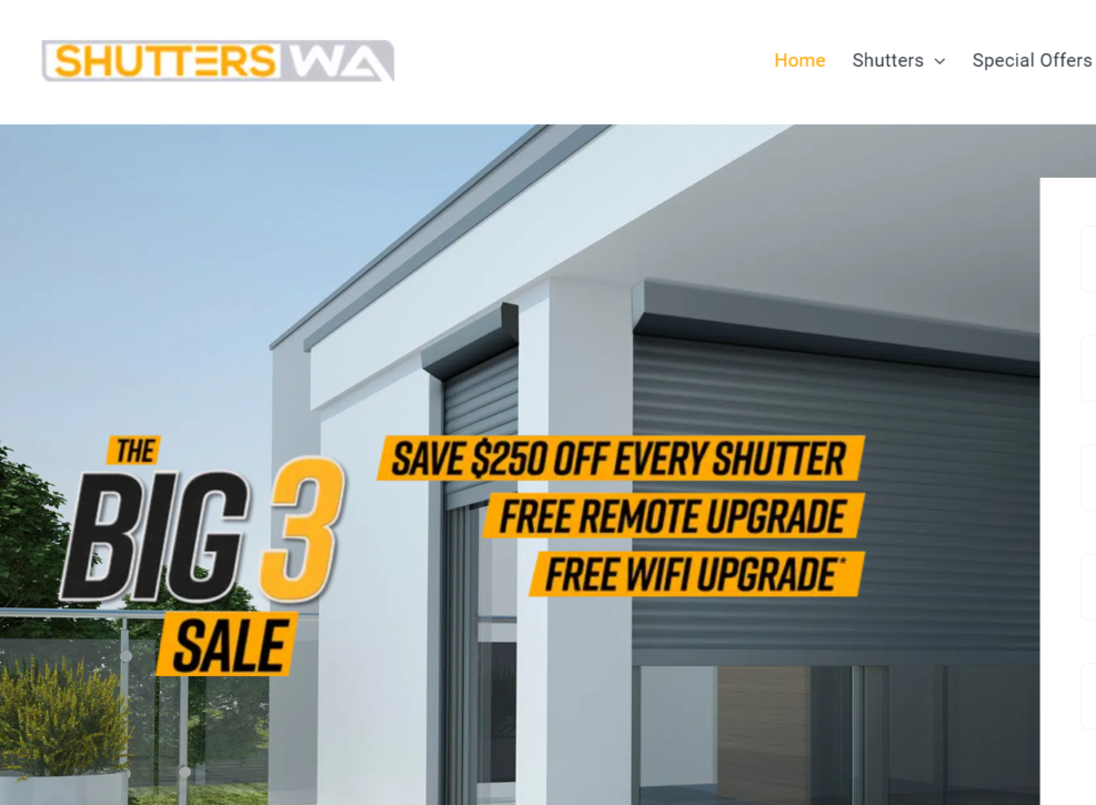 Shutters WA Website Screenshot